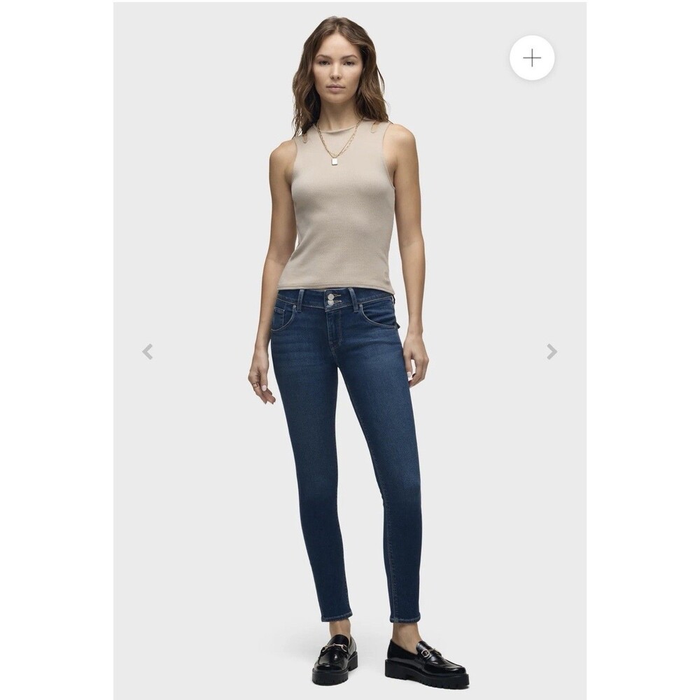 Hudson Collin Mid Rise Skinny Jeans Size 28 | 28" Inseam Dark Wash Flap Pockets